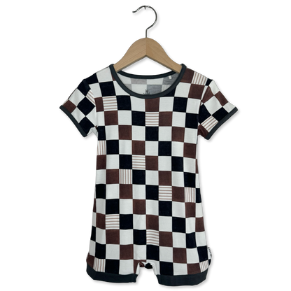 On Your Mark Mini Ribbed Kid's Shorty Romper