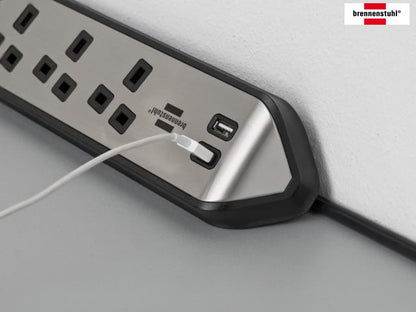 Brennenstuhl estilo Corner Extension Lead 240V 3-Gang 13A Black 2m