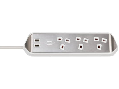 Brennenstuhl estilo Corner Extension Lead 240V 3-Gang 13A White 2m